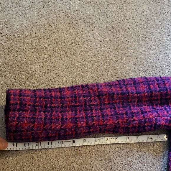 Vintage Pink and Purple Plaid Buttoned Trench Coat Wool - Picture 9 of 9